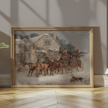 Premium Poster of Vintage Horse-Drawn Carriage Winter Scene Posters