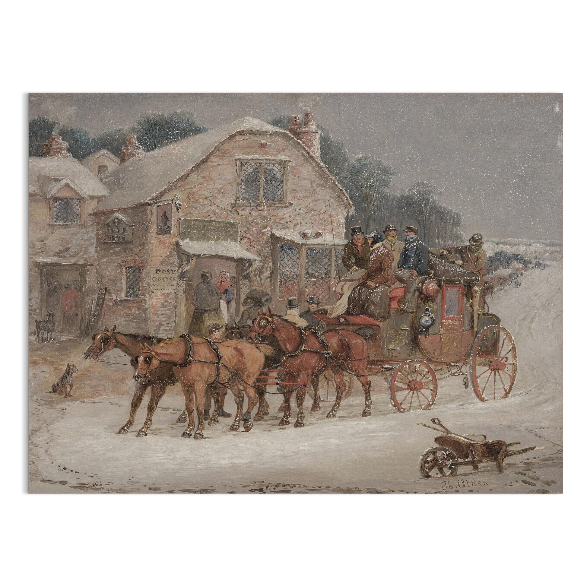 Premium Poster of Vintage Horse-Drawn Carriage Winter Scene Posters