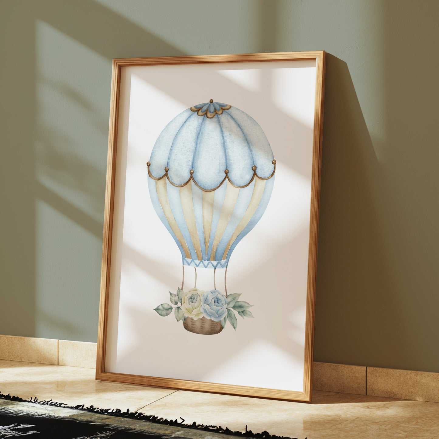 Premium Poster of Vintage Hot Air Balloon with Flowers Posters