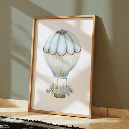 Premium Poster of Vintage Hot Air Balloon with Flowers Posters