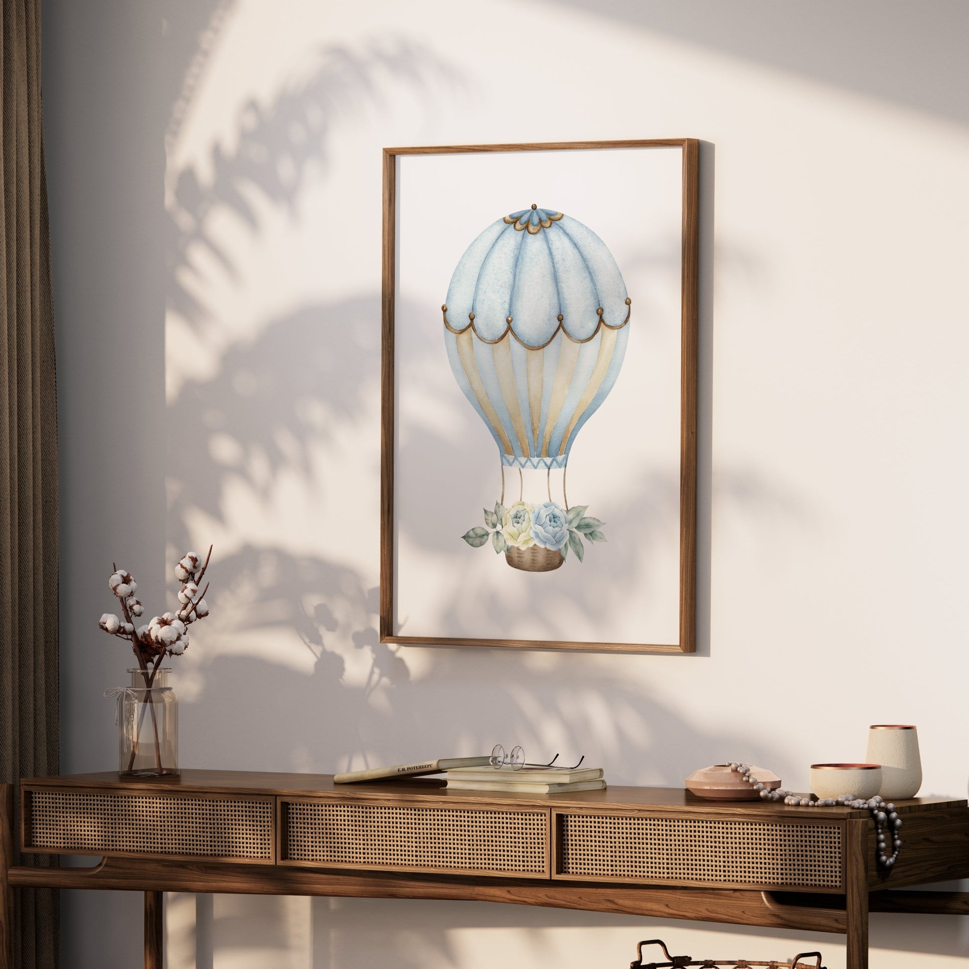 Premium Poster of Vintage Hot Air Balloon with Flowers Posters