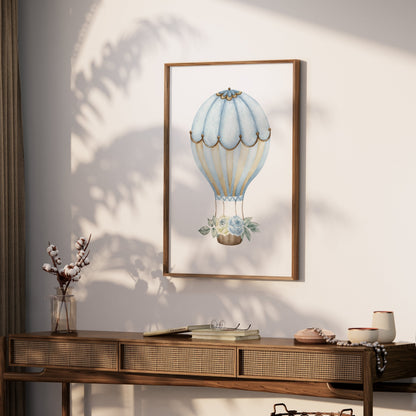 Premium Poster of Vintage Hot Air Balloon with Flowers Posters