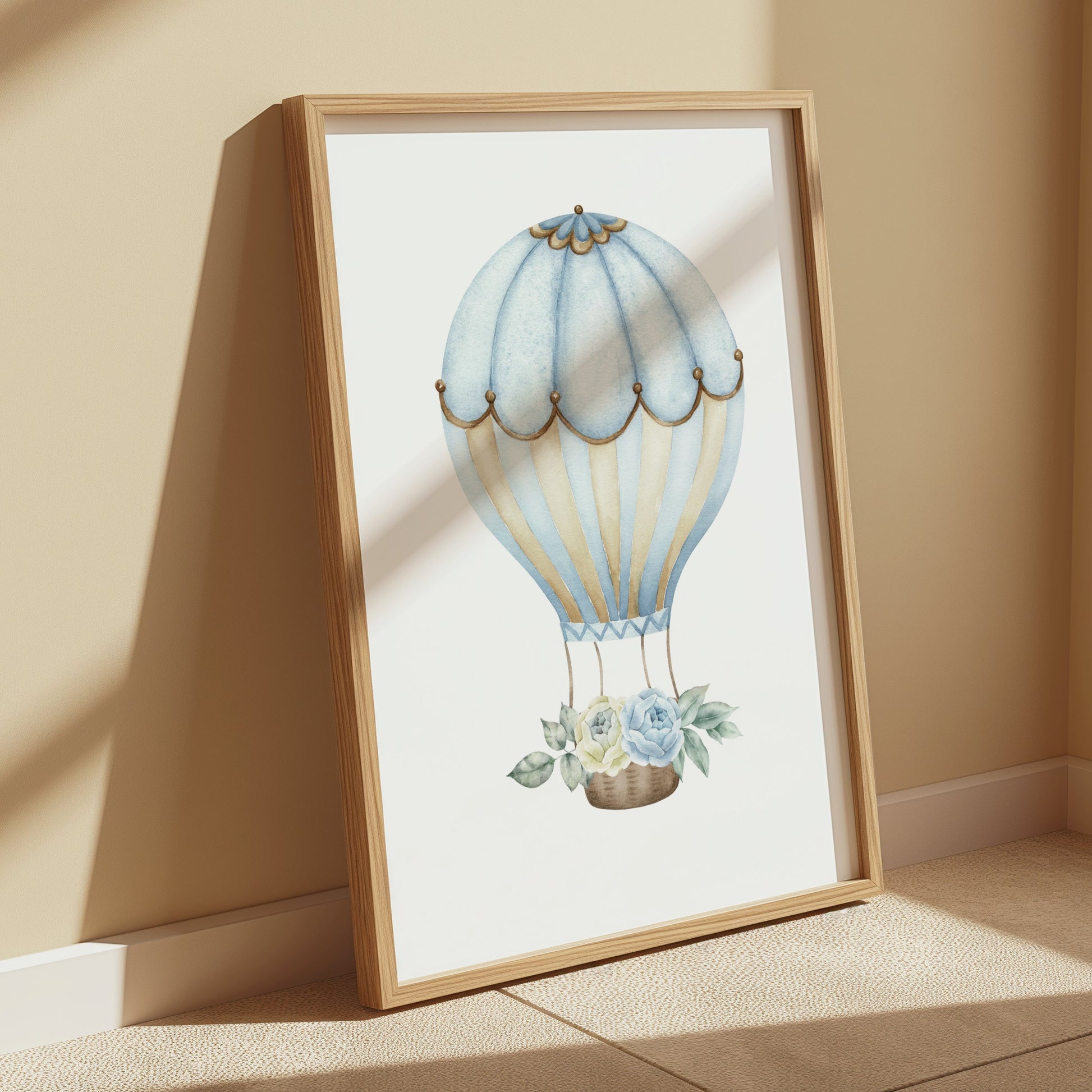 Premium Poster of Vintage Hot Air Balloon with Flowers Posters