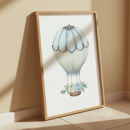 Premium Poster of Vintage Hot Air Balloon with Flowers Posters