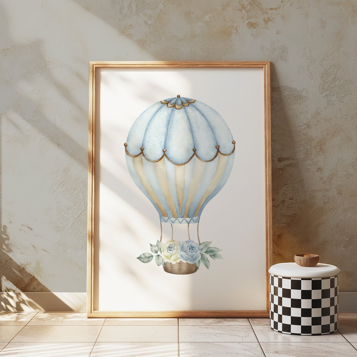 Premium Poster of Vintage Hot Air Balloon with Flowers Posters