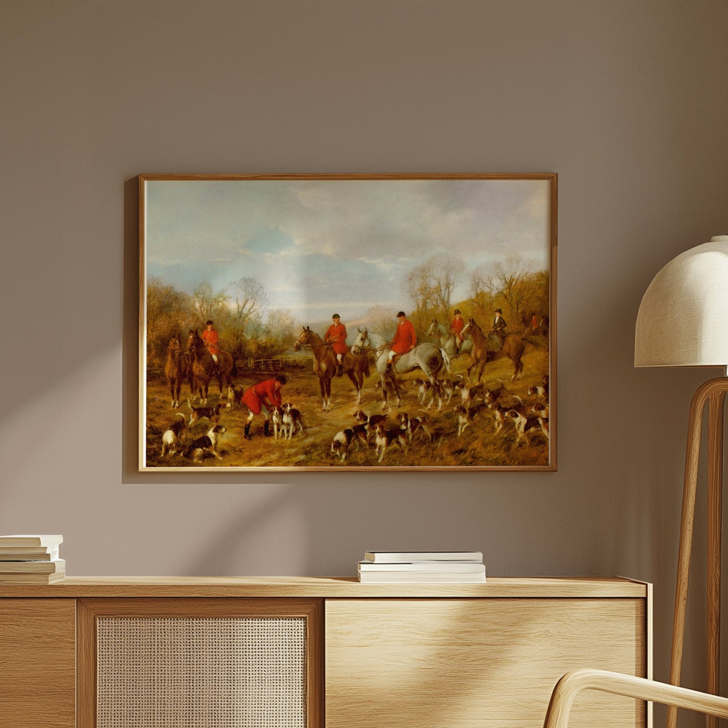 Premium Poster of Vintage Hunting Scene with Foxhounds Art Print Posters