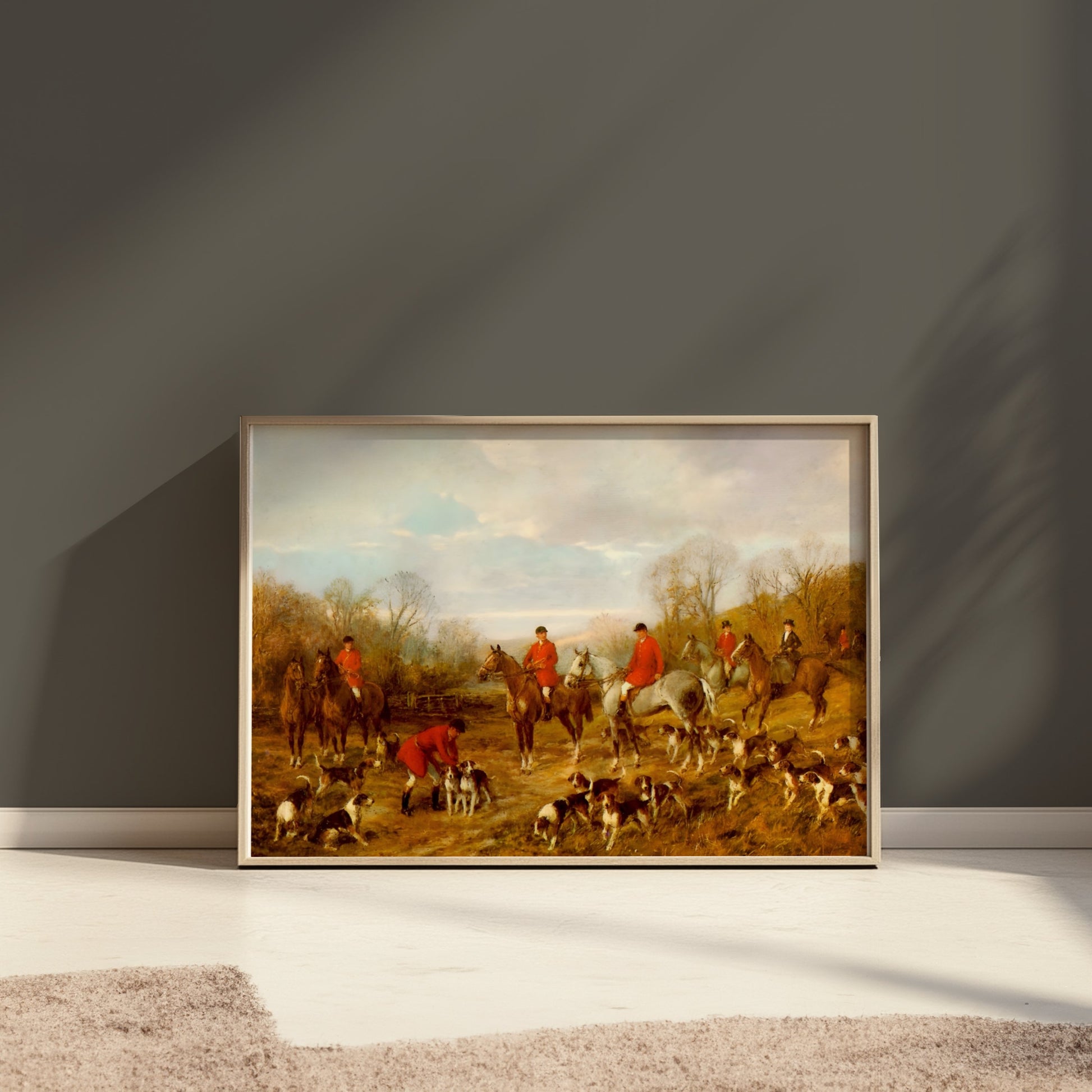 Premium Poster of Vintage Hunting Scene with Foxhounds Art Print Posters