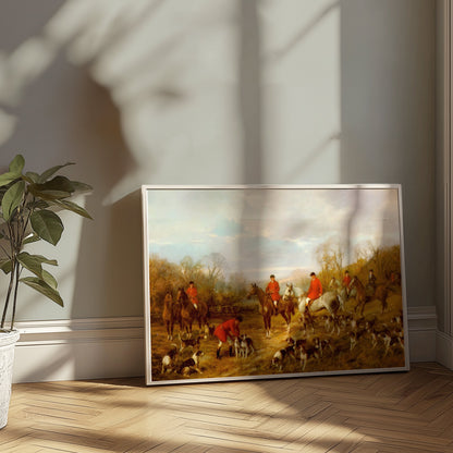 Premium Poster of Vintage Hunting Scene with Foxhounds Art Print Posters