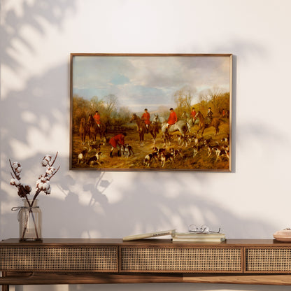 Premium Poster of Vintage Hunting Scene with Foxhounds Art Print Posters