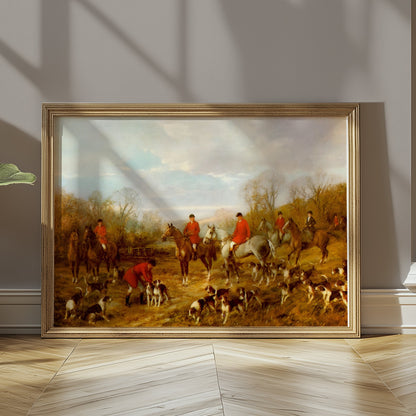 Premium Poster of Vintage Hunting Scene with Foxhounds Art Print Posters