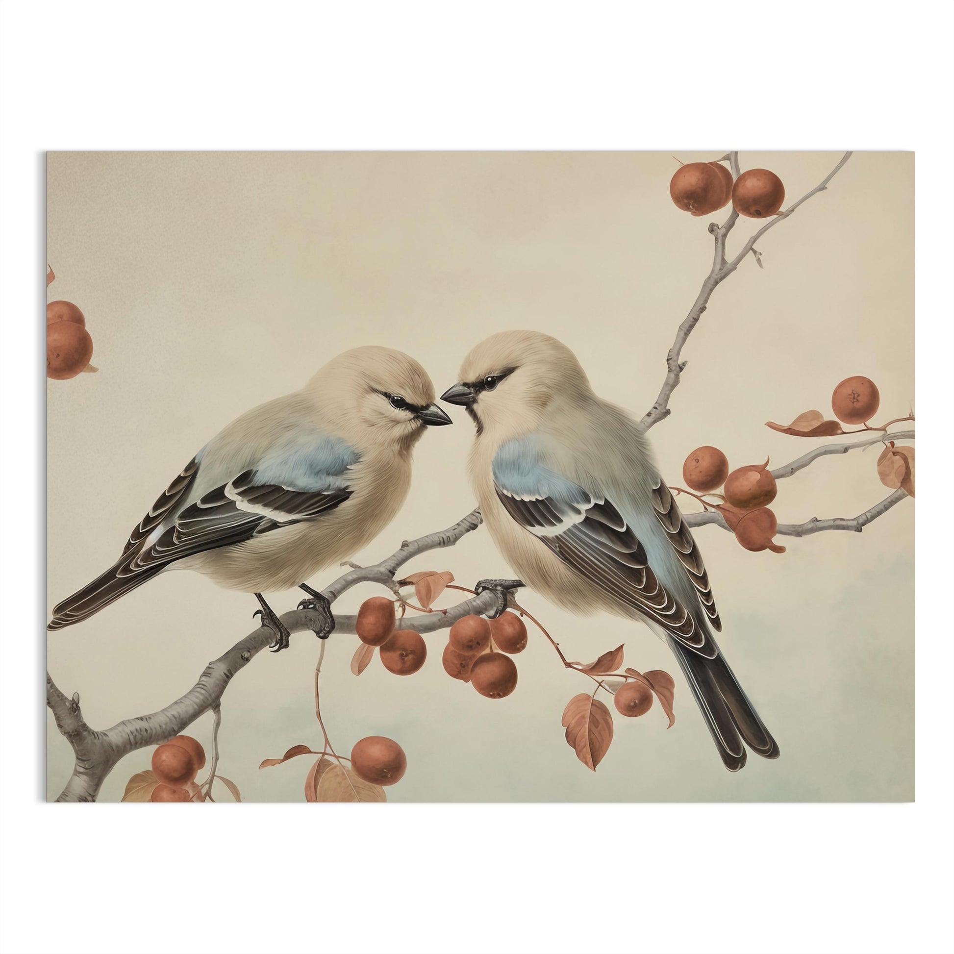 Premium Poster of Vintage Illustration Of Two Birds On A Branch Posters
