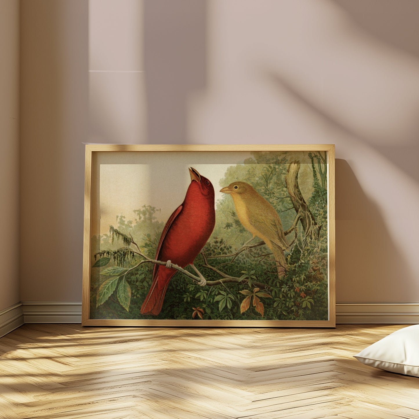 Premium Poster of Vintage Illustration of Two Birds on Branch Posters