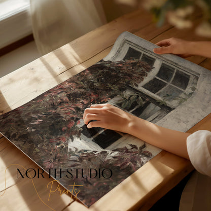 Premium Poster of Vintage Ivy-Covered Window Art Posters