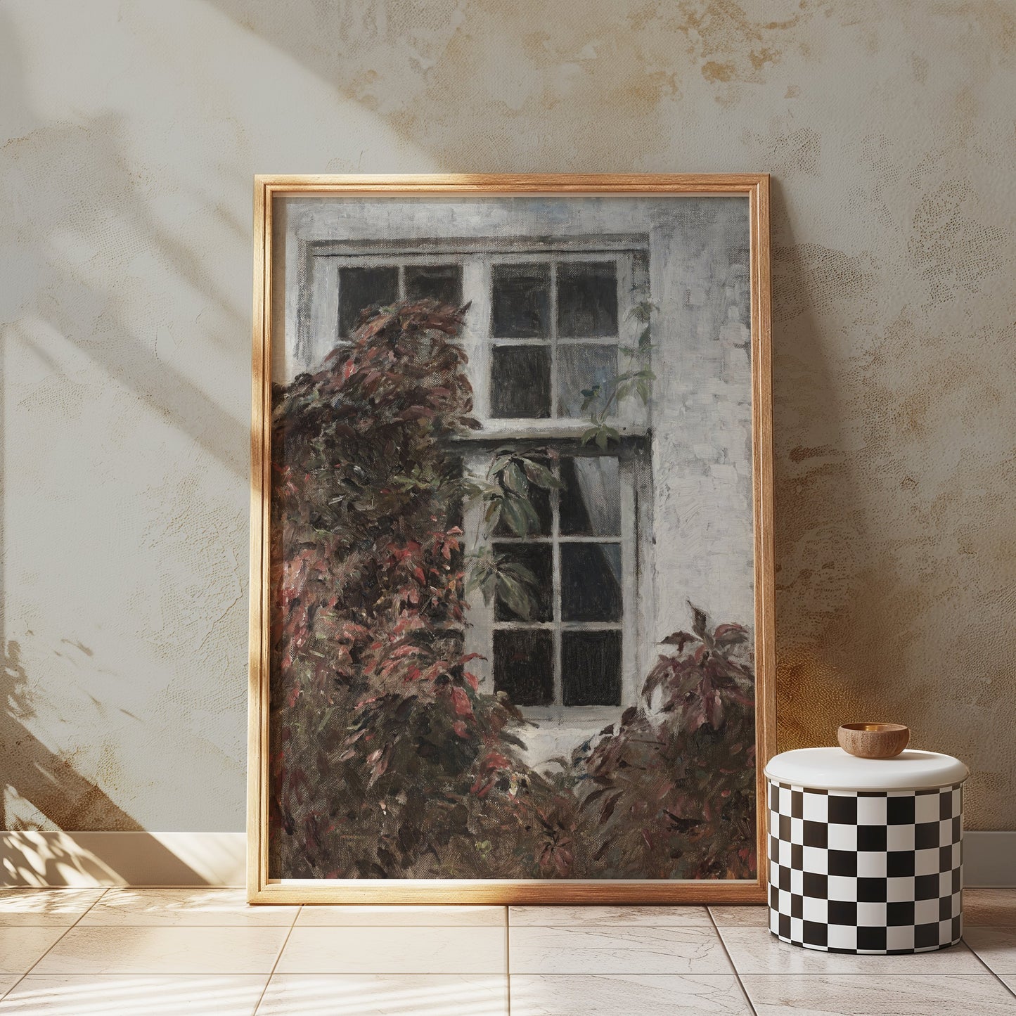 Premium Poster of Vintage Ivy-Covered Window Art Posters