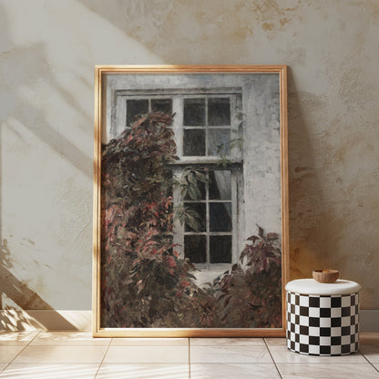 Premium Poster of Vintage Ivy-Covered Window Art Posters