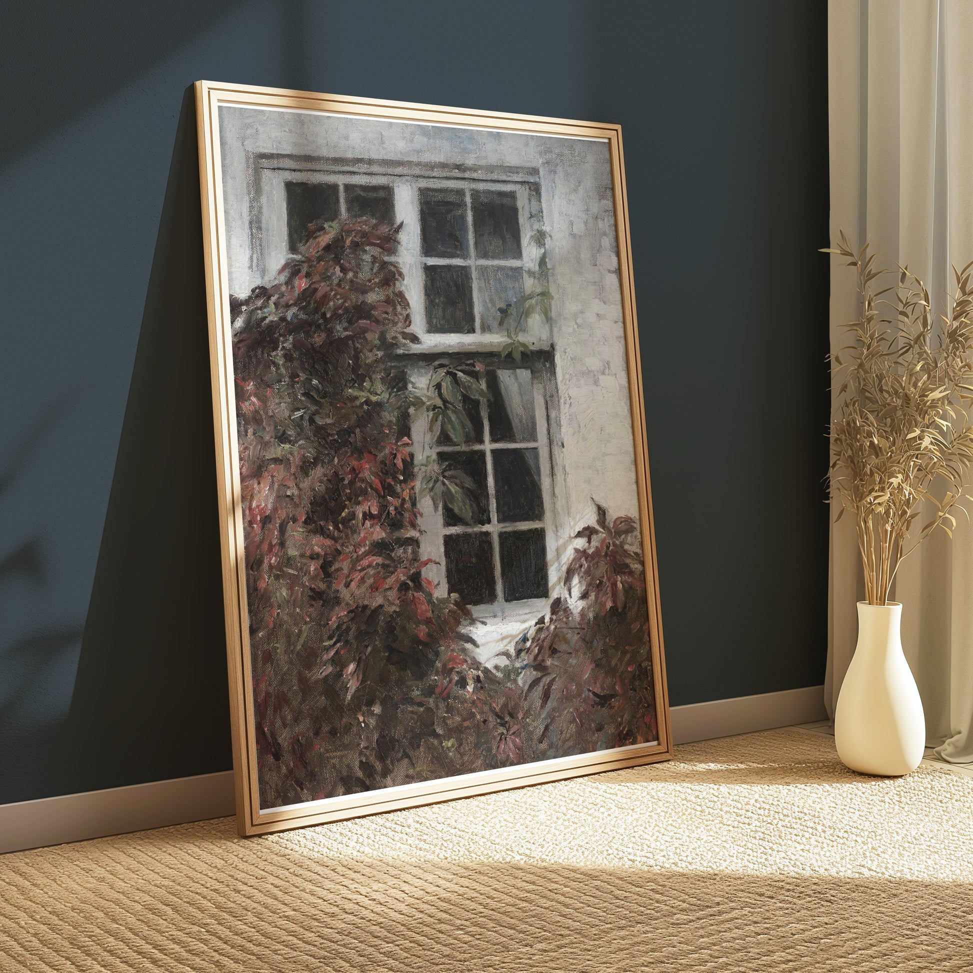 Premium Poster of Vintage Ivy-Covered Window Art Posters