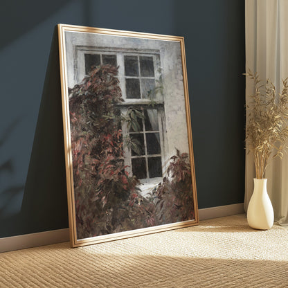 Premium Poster of Vintage Ivy-Covered Window Art Posters