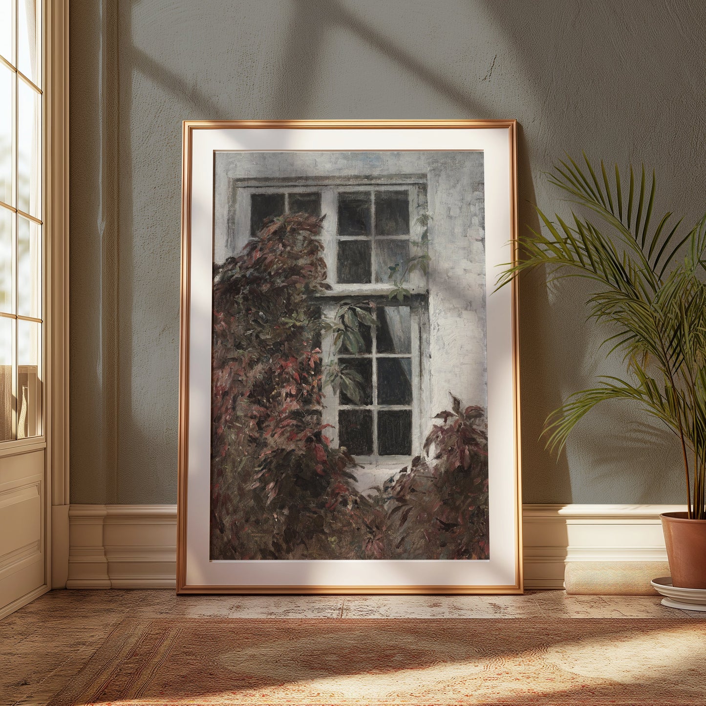 Premium Poster of Vintage Ivy-Covered Window Art Posters