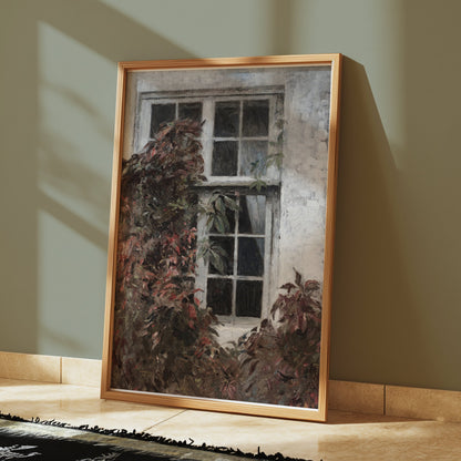 Premium Poster of Vintage Ivy-Covered Window Art Posters