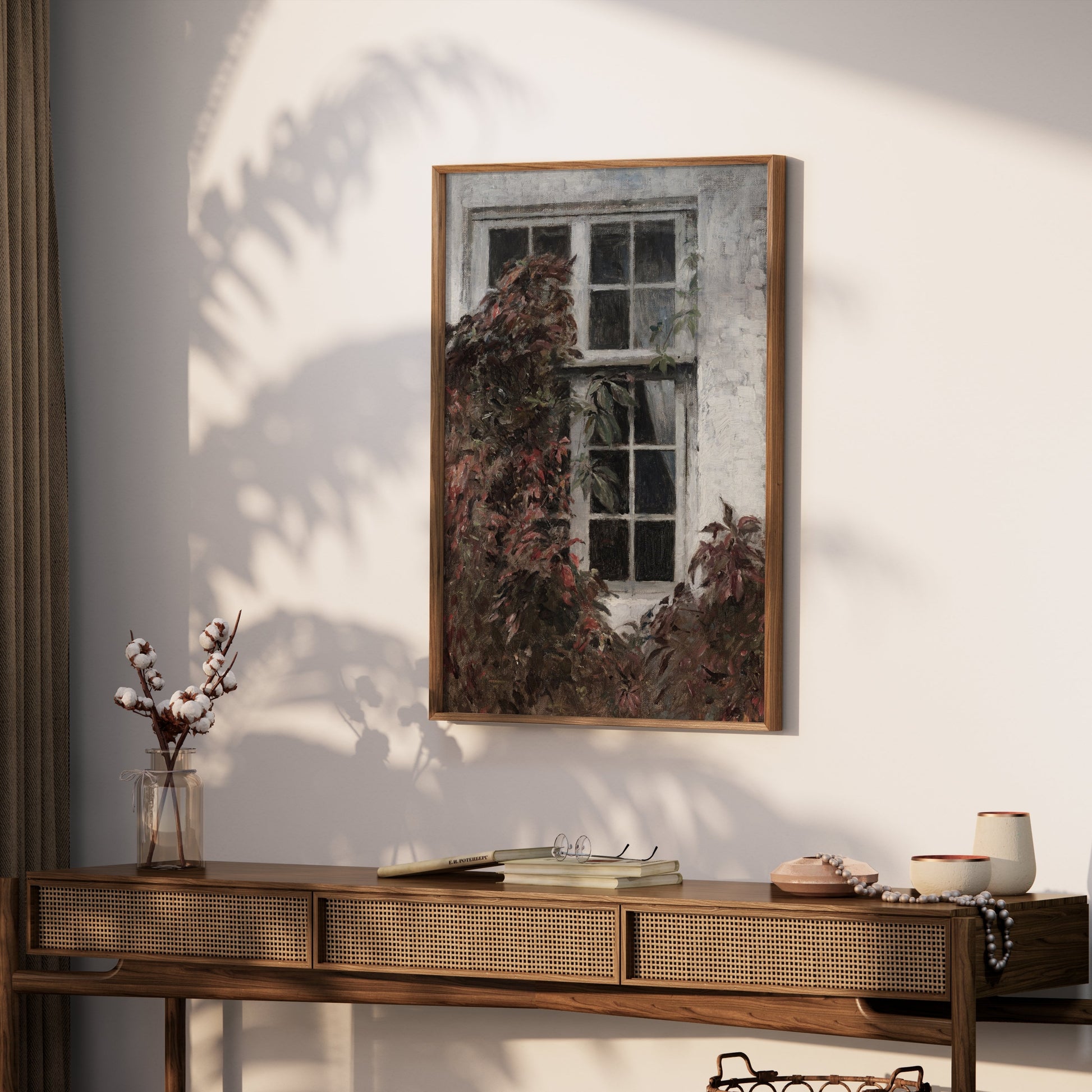 Premium Poster of Vintage Ivy-Covered Window Art Posters