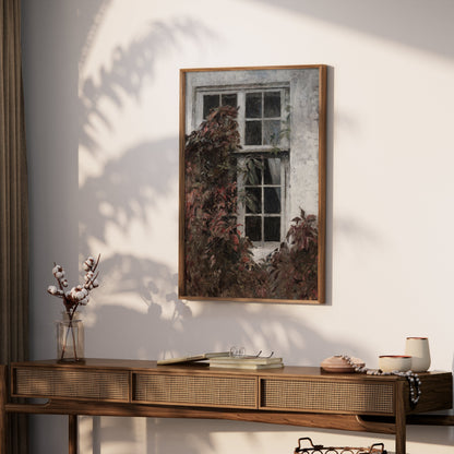 Premium Poster of Vintage Ivy-Covered Window Art Posters