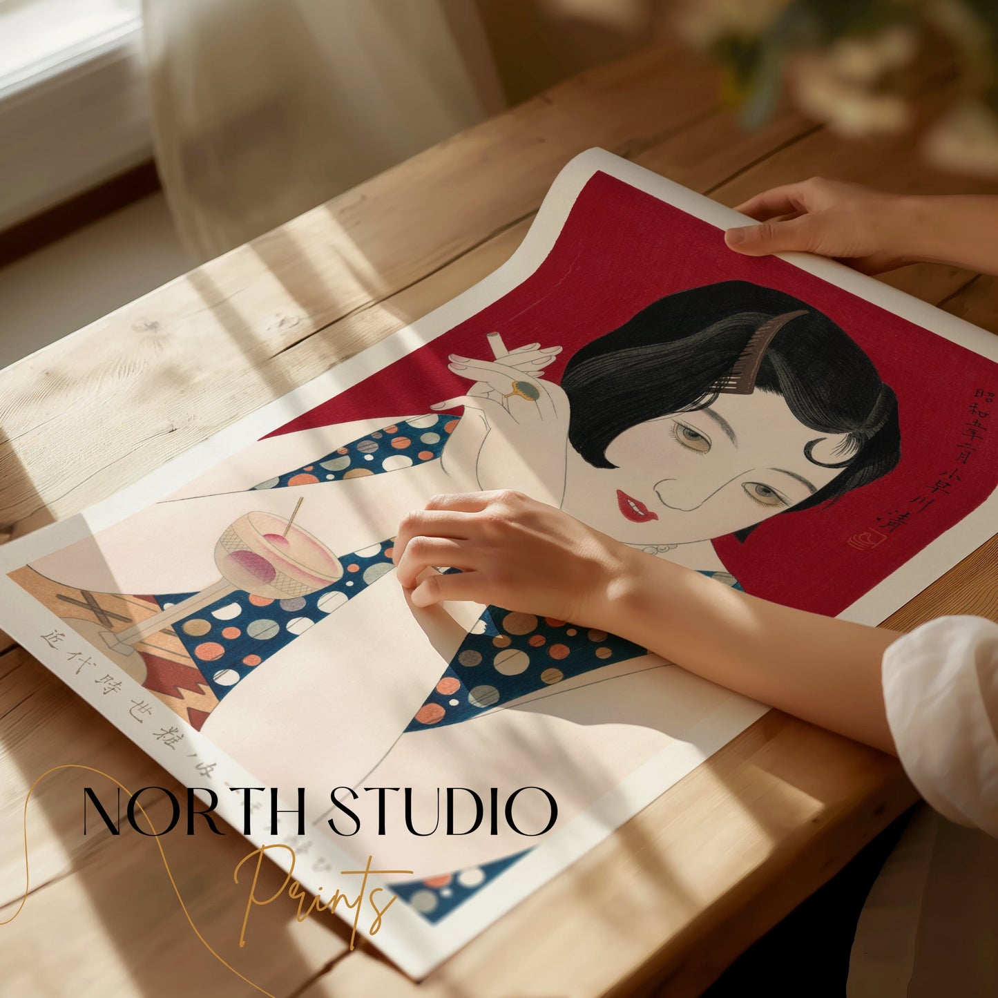 Premium Poster of Vintage Japanese Art Deco Woman with Cigarette Posters