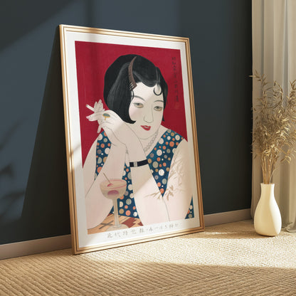 Premium Poster of Vintage Japanese Art Deco Woman with Cigarette Posters