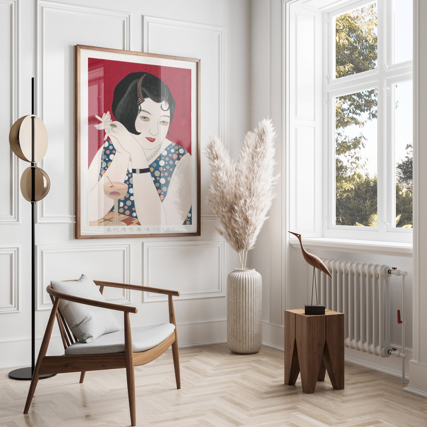 Premium Poster of Vintage Japanese Art Deco Woman with Drink Posters