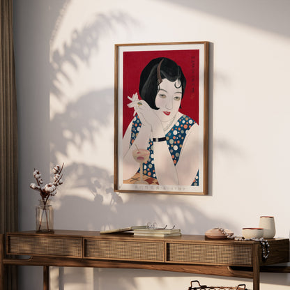 Premium Poster of Vintage Japanese Art Deco Woman with Drink Posters