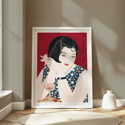 Premium Poster of Vintage Japanese Art Deco Woman with Drink Posters