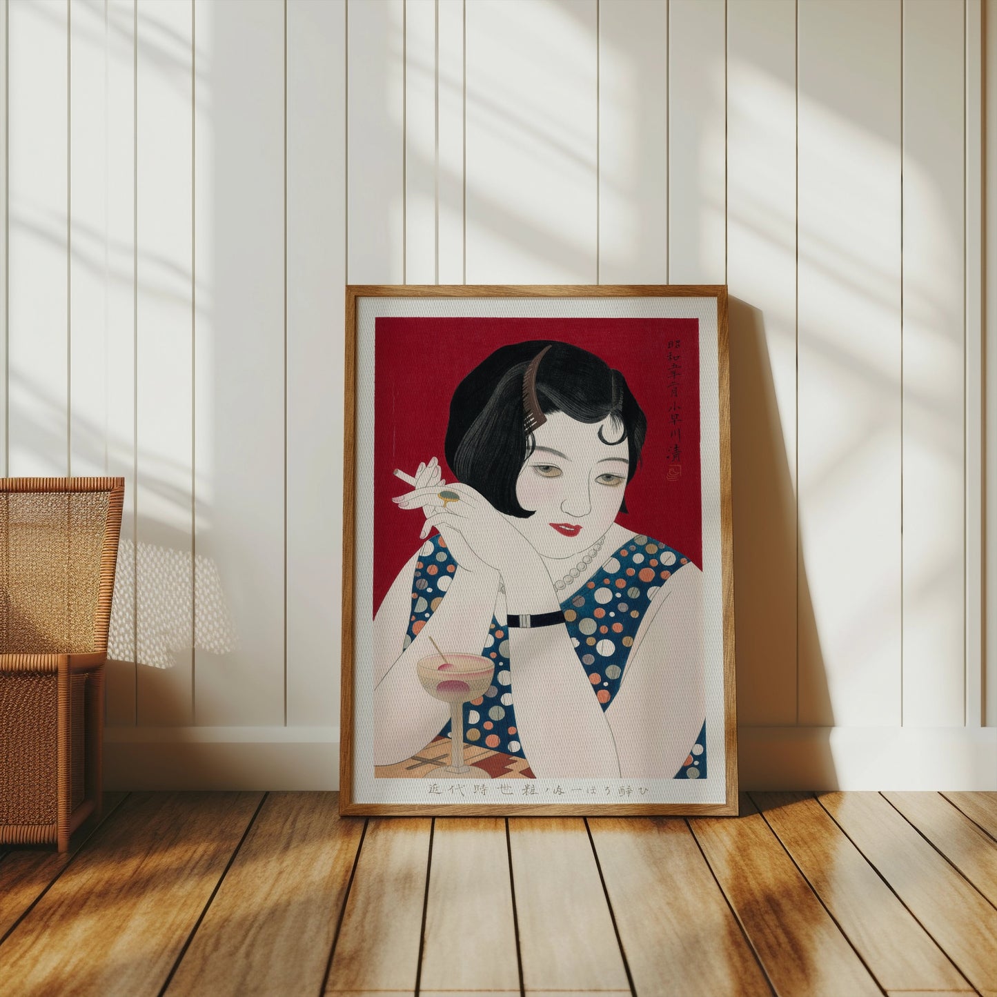 Premium Poster of Vintage Japanese Art Deco Woman with Drink Posters