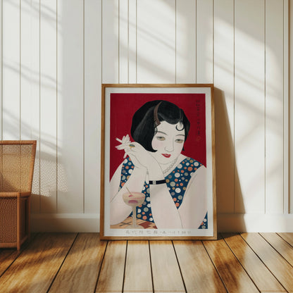 Premium Poster of Vintage Japanese Art Deco Woman with Drink Posters