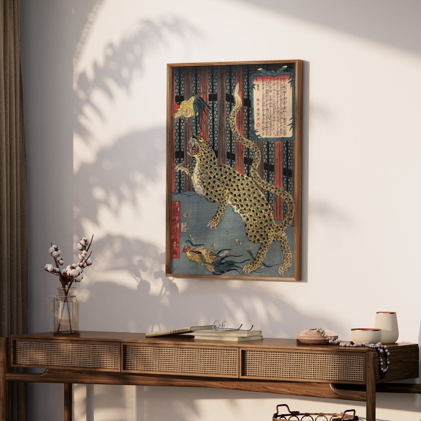 Premium Poster of Vintage Japanese Art Leopard and Birds Posters