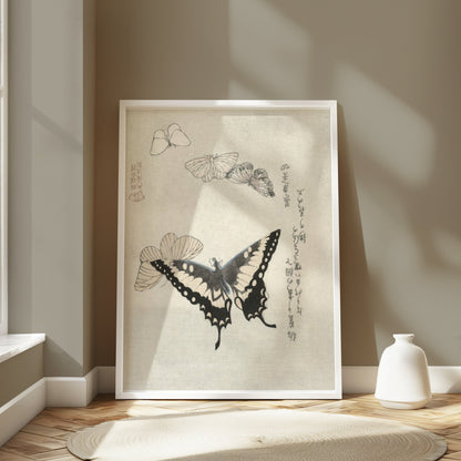 Premium Poster of Vintage Japanese Butterfly and Moth Art Print Posters