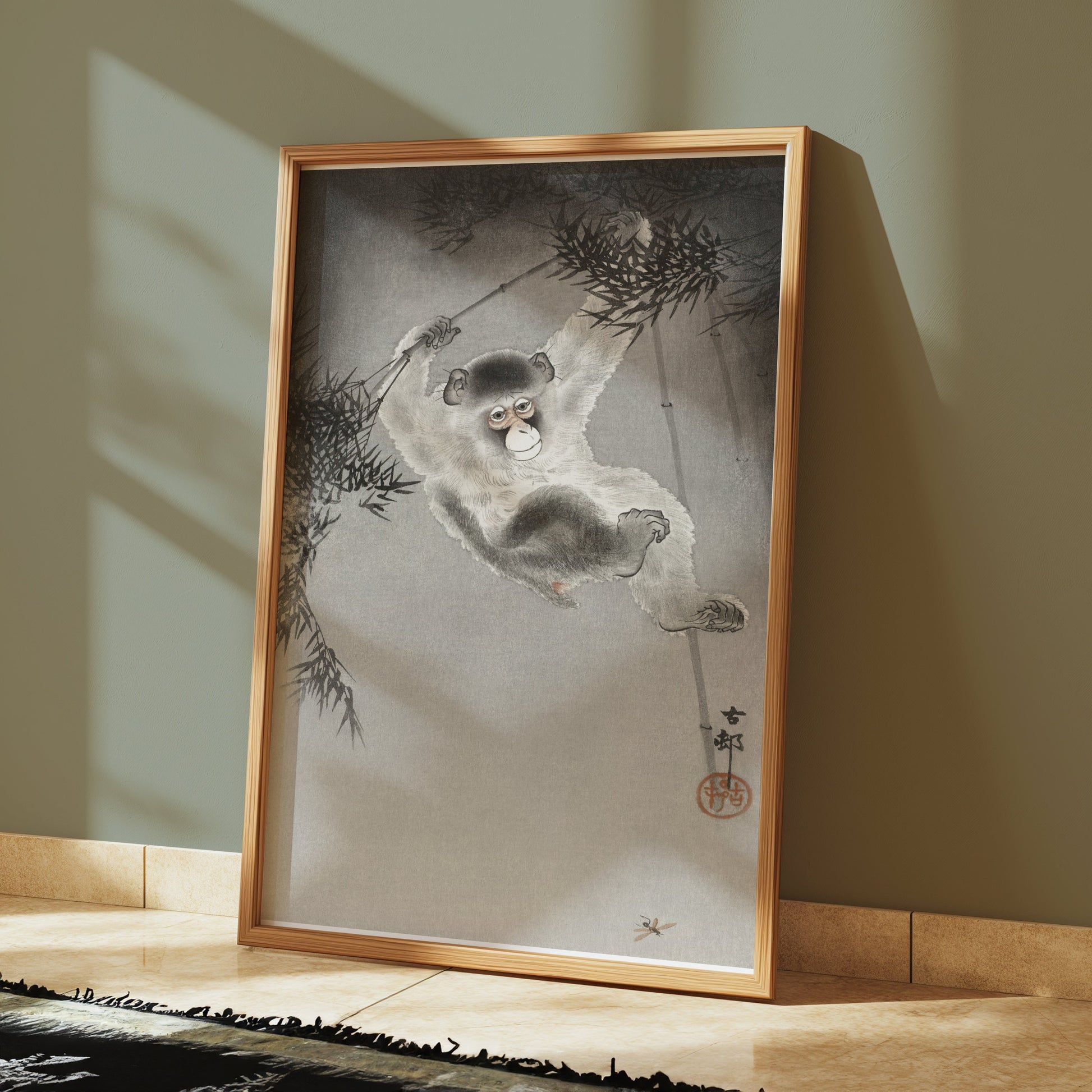 Premium Poster of Vintage Japanese Monkey on Branch Art Posters