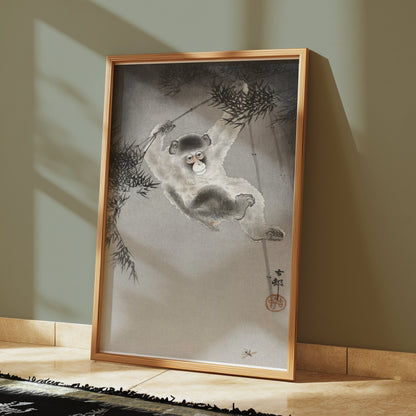 Premium Poster of Vintage Japanese Monkey on Branch Art Posters