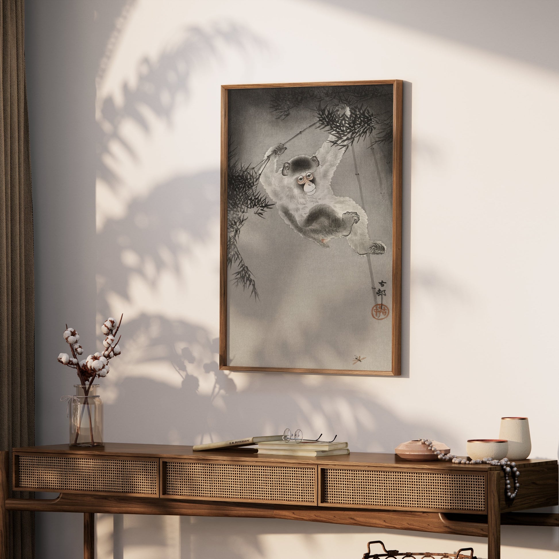 Premium Poster of Vintage Japanese Monkey on Branch Art Posters