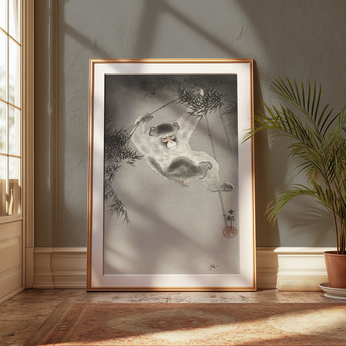 Premium Poster of Vintage Japanese Monkey on Branch Art Posters