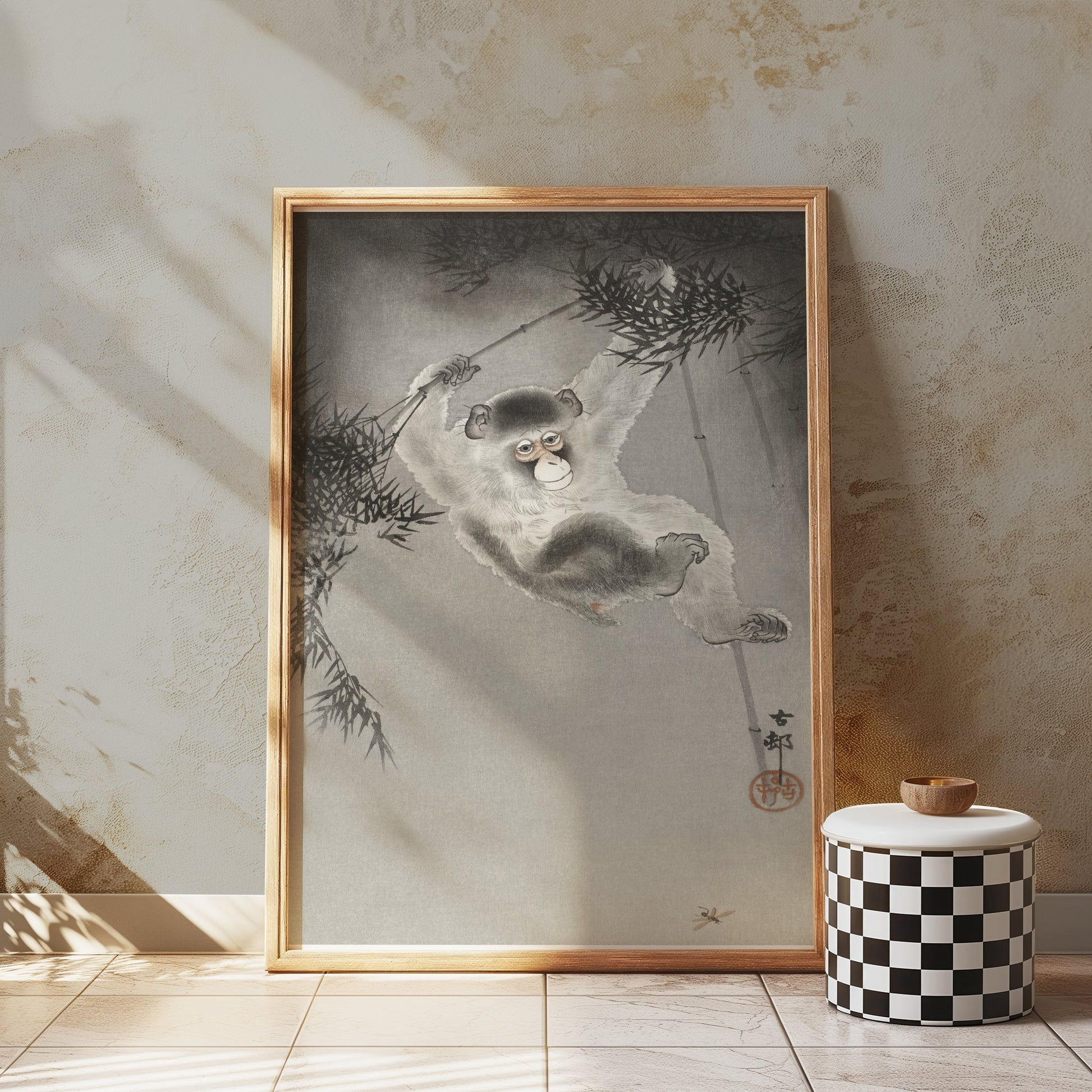 Premium Poster of Vintage Japanese Monkey on Branch Art Posters
