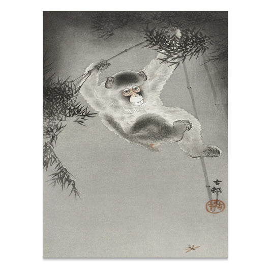 Premium Poster of Vintage Japanese Monkey on Branch Art Posters