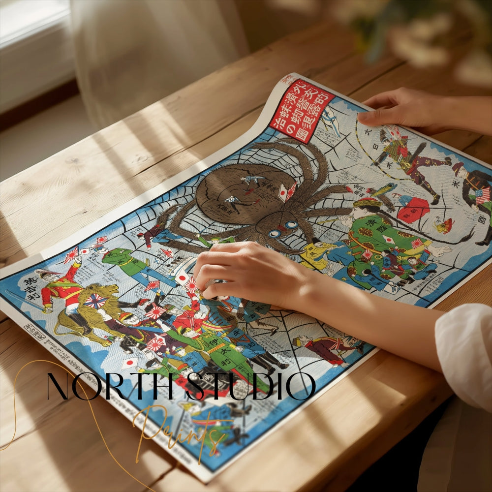 Premium Poster of Vintage Japanese Spider Monster Attack Art Posters