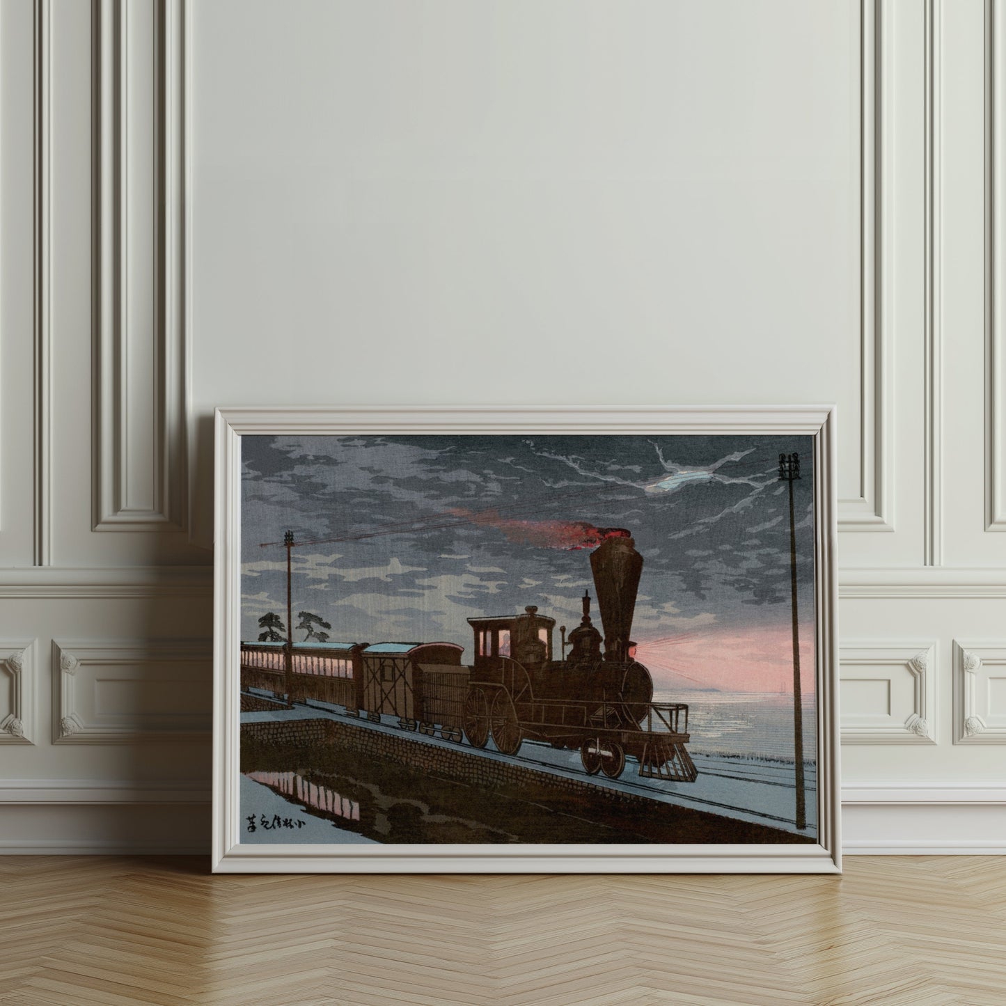Premium Poster of Vintage Japanese Steam Train Scenic Art Posters