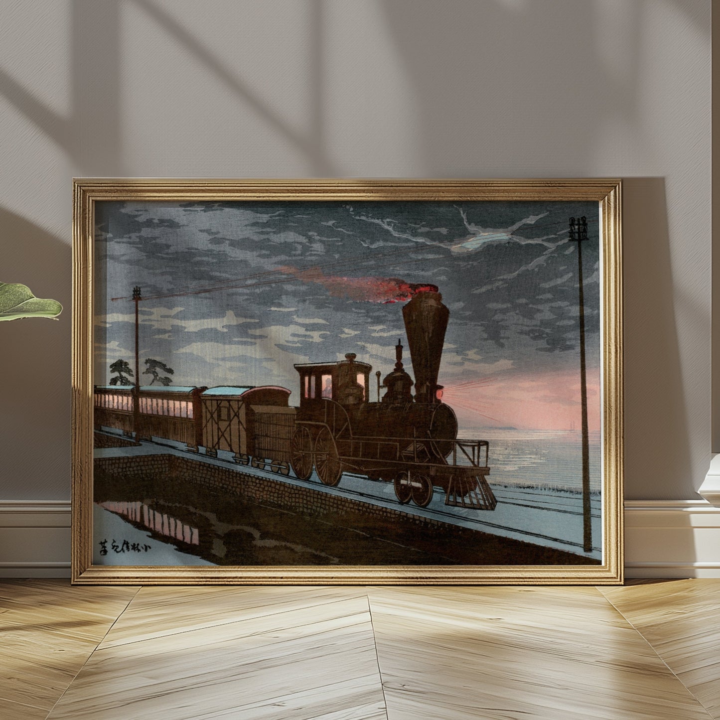 Premium Poster of Vintage Japanese Steam Train Scenic Art Posters