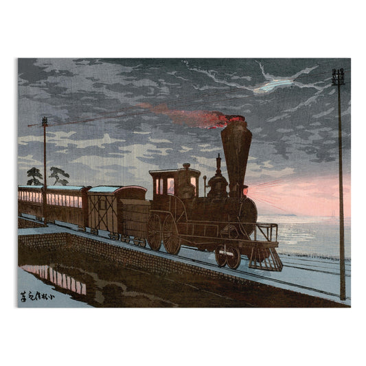 Premium Poster of Vintage Japanese Steam Train Scenic Art Posters