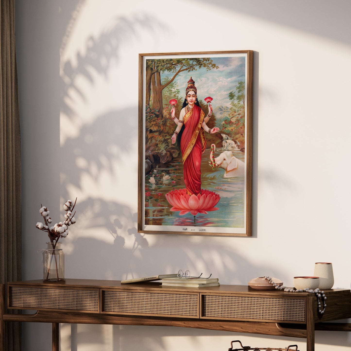 Premium Poster of Vintage Lakshmi River Scene with Animals Art Posters