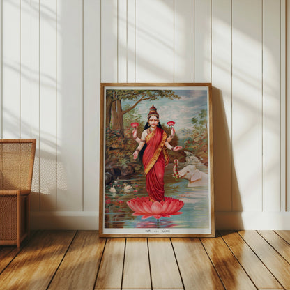 Premium Poster of Vintage Lakshmi River Scene with Animals Art Posters