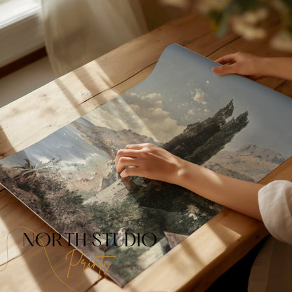 Premium Poster of Vintage Landscape of Coastal Area Art Posters