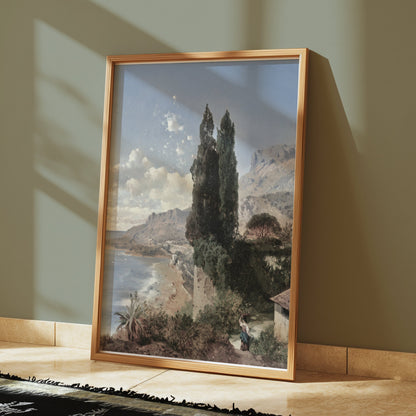 Premium Poster of Vintage Landscape of Coastal Area Art Posters