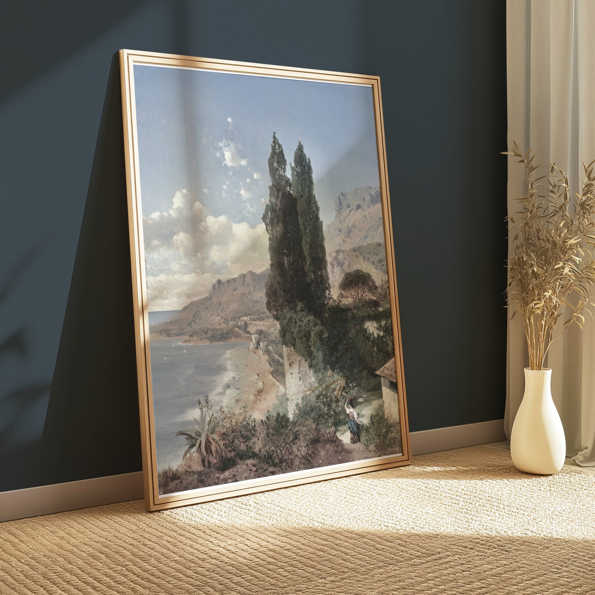 Premium Poster of Vintage Landscape of Coastal Area Art Posters