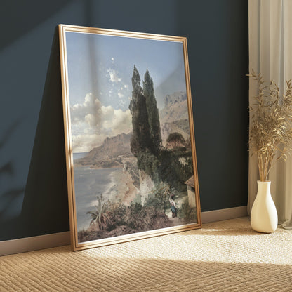 Premium Poster of Vintage Landscape of Coastal Area Art Posters